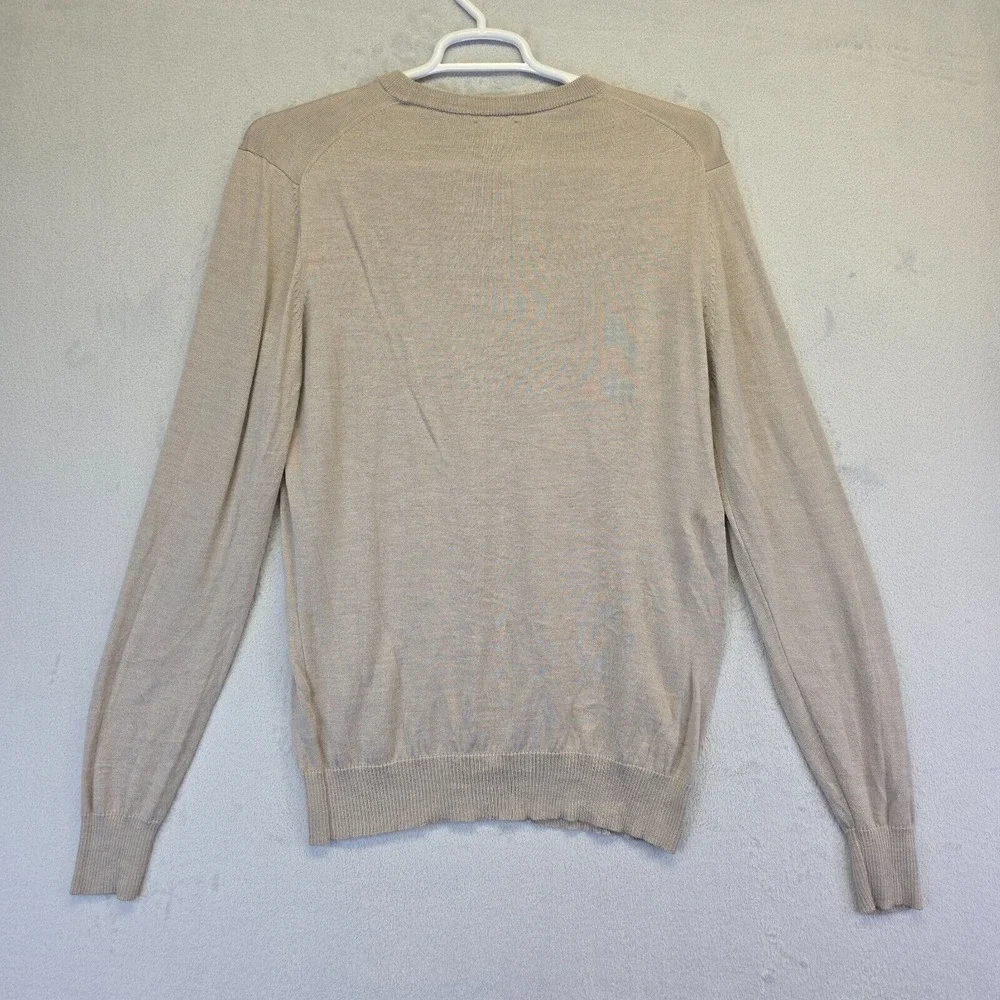 Grand Frank Stockholm Sweater Men XL Beige Wool Blend Preppy Academia Italy Made